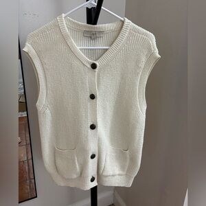LOFT Women's Ivory Button-Up Sweater Vest